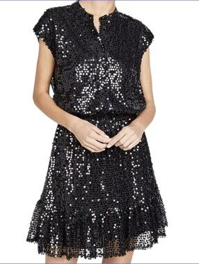 rebecca minkoff metallic dress $450 Rebecca Minkoff Womens Gray Silver Ollie Metallic Button Mini Dress Size XS